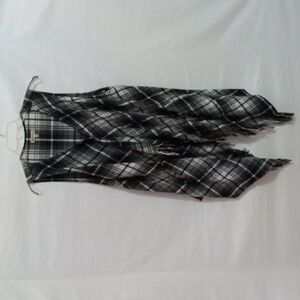 Democracy Black White Plaid Fringe Snap Flannel Vest XL